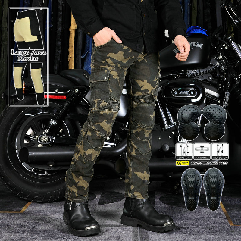 LOONG BIKER motocicleta pantalones vaqueros vintage de motocicleta resistentes a la caída pantalones de ciclismo resistentes al desgarro de Kevlar