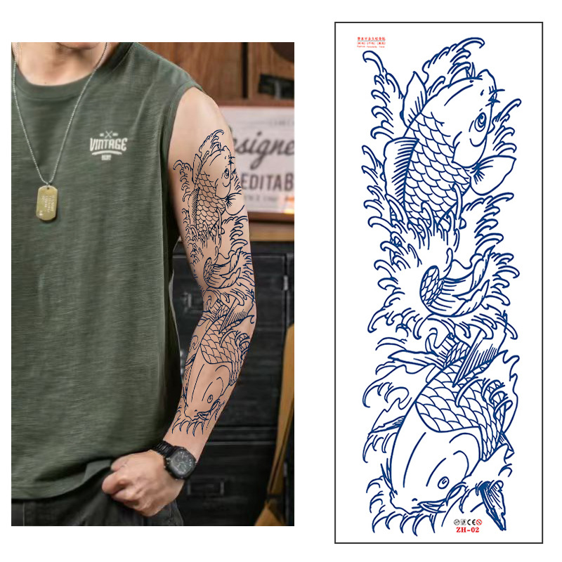 Calcomanías de tatuaje semipermanentes de brazo completo para hombres y mujeres brazo imagen grande jugo de planta no puede lavar las pegatinas de tótem de tatuaje
