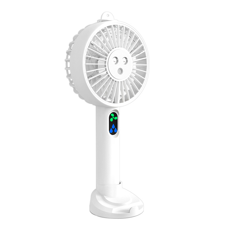 Neuer kleiner, tragbarer Ventilator mit Doppelfunktion für den Sommer, ideal für draußen, mit langer Akkulaufzeit und Sprühfunktion für kalte Temperaturen_voghion.com
