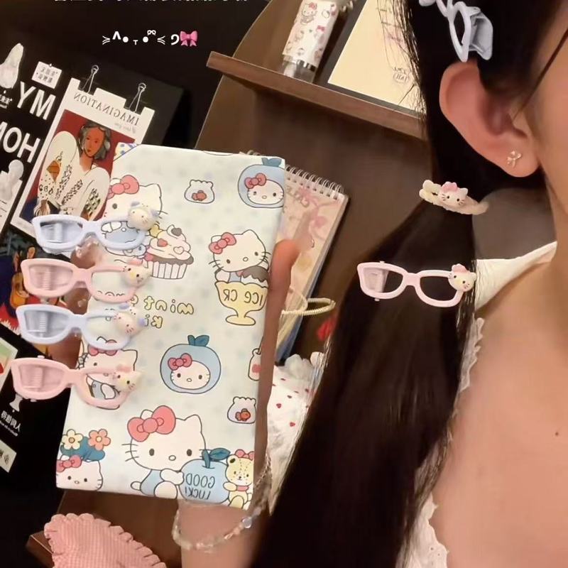 新款眼镜趣味发夹甜美百搭侧边刘海碎发夹腮红猫咪发卡高级感发饰|undefined