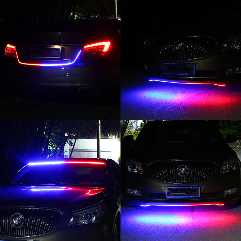 Car grille red and blue warning light tail box light anti-rear collision flash light car modified decorative light LED daytime running light