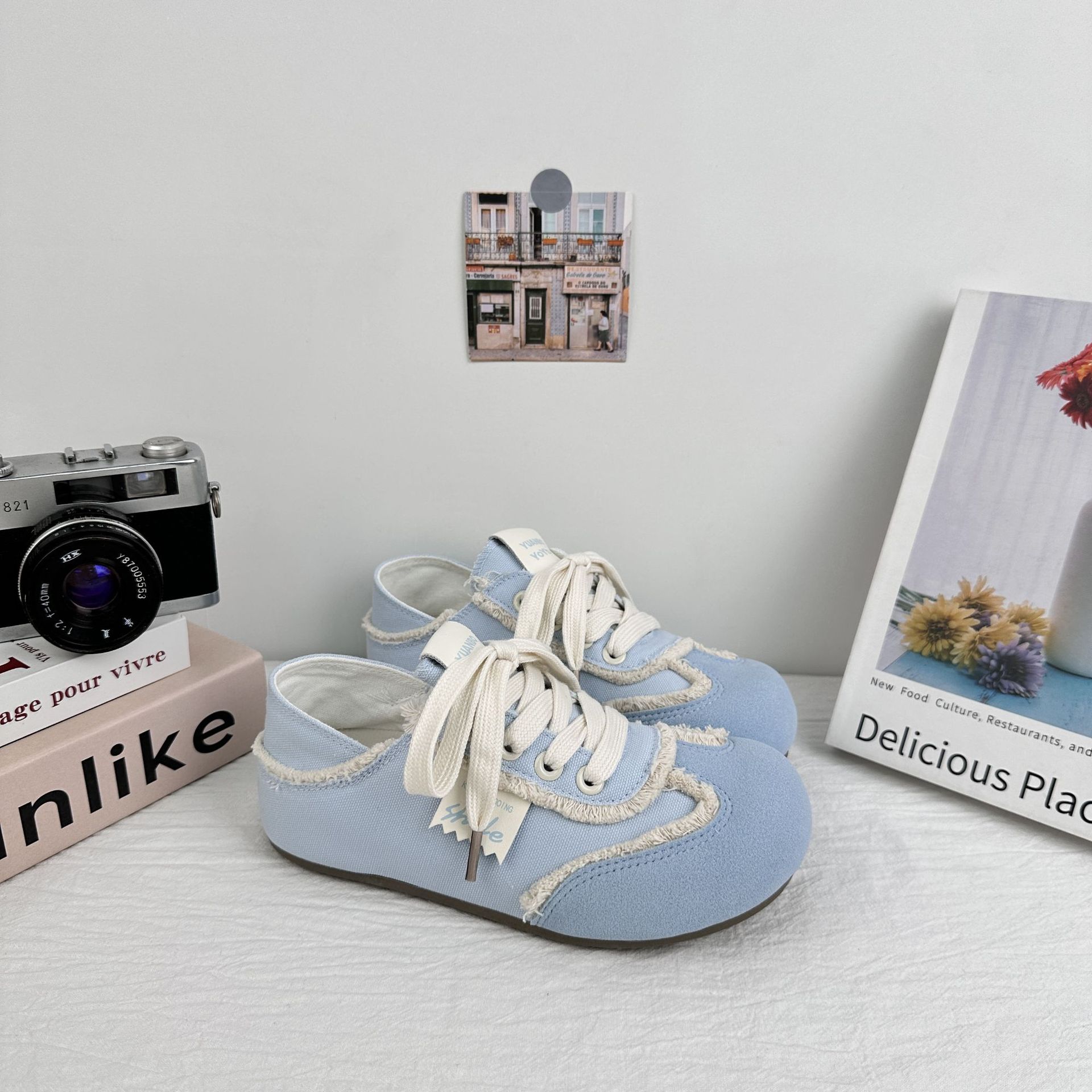 Yuanbo universal nicho zapatos de skate para mujeres 2025 nuevos zapatos de lona de verano un pedazo delgado dos zapatos para el cabello