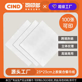 上胶复合餐巾纸 定制印LOGO标志酒店餐厅小尺寸纸巾订做商用纸