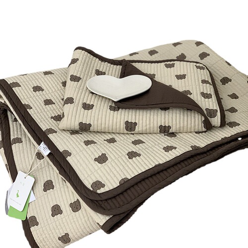 Cotton bed cover three-piece set Ins style pure cotton quilted bed cover thickened bed sheet three-piece set four seasons pure cotton bed cover