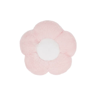 Four Seasons universal car headrest plush soft and comfortable car neck pillow pillow cute flower car lumbar support (Headrest) - rabbit-fur-flower-headrest-pink-white-core