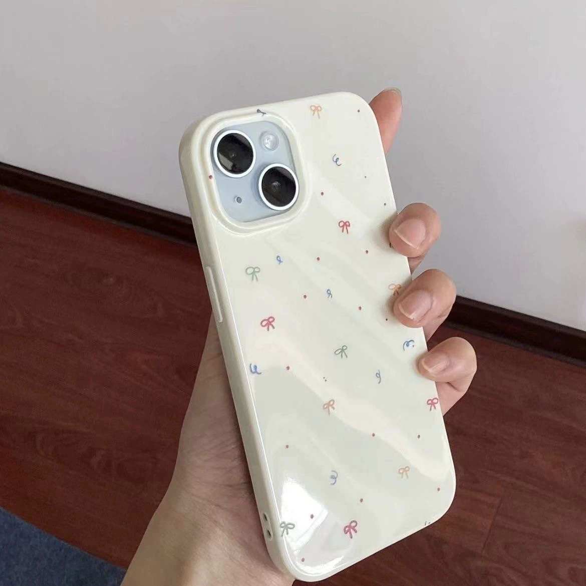 Чехол для телефона (совместимый с Apple iPhone 13–17), прозрачный гелеобразный бант в горошек, защита от падения, 0,03 кг