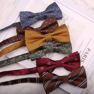 Bow tie men's business banquet striped polyester black bow best man wine red Fashion wedding suit accessories
