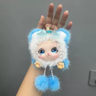 Мягкая игрушка-зайчик с короткими ушками подвеска на ключи