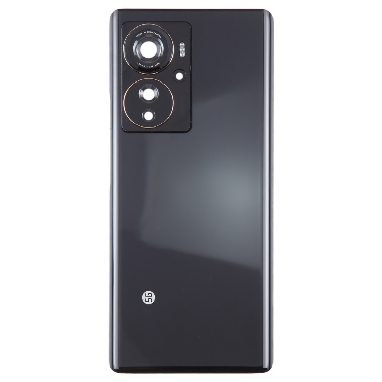 Aplicable a ZTE Axon 40 Pro cubierta trasera de batería de vidrio brillante con anillo de fase (color: negro)