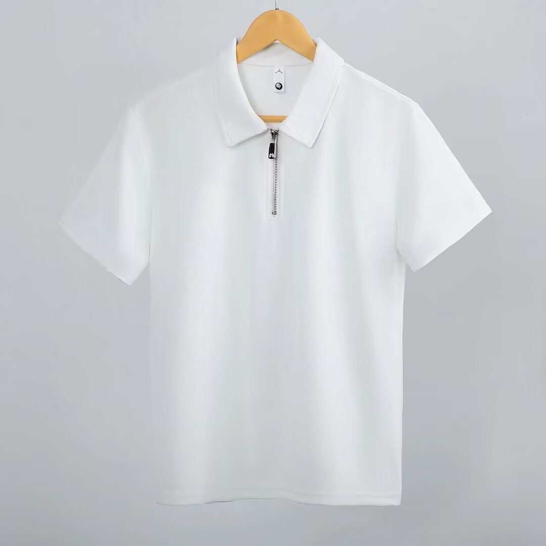 Tide polo de hombre de manga corta de alta gama 2023 nuevo hombre casual de negocios con solapa de media cremallera