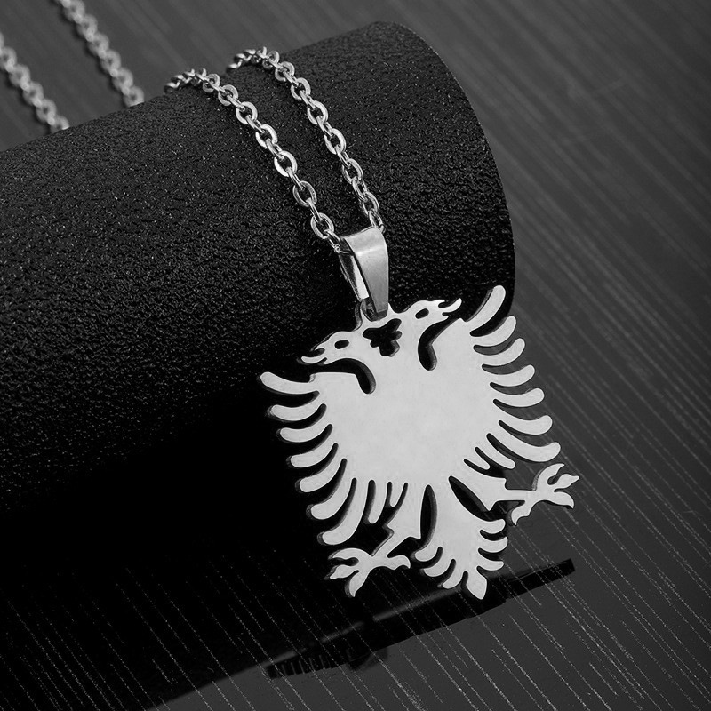 Albania Eagle Map Pendant Necklace Stainless Steel Jewellery_voghion.com