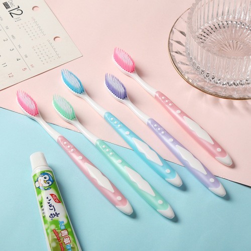 Adult soft-bristle toothbrush 6 rows of high-density bristle brush head back tongue cleaning toothbrush for male and female students and the elderly wholesale