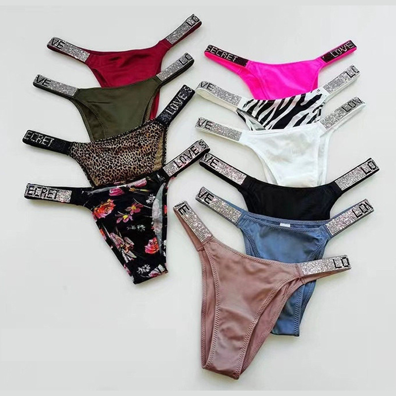 European and American Style Sexy Rhinestone Fitness Sports Butt-Lifting Low-Waist High-Cut Bikini Half-Covering T-Back Panties for Women European and American Style Sexy Rhinestone Fitness Sports Butt-Lifting Low-Waist High-Cut Bikini Half-Covering T-Back Panties for Women