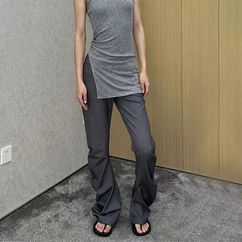 New ravely Low Waist Slim-fit Three-dimensional Cut Scimitar Flared Pants Women's 25 Summer Super Slim Casual Dress Pants