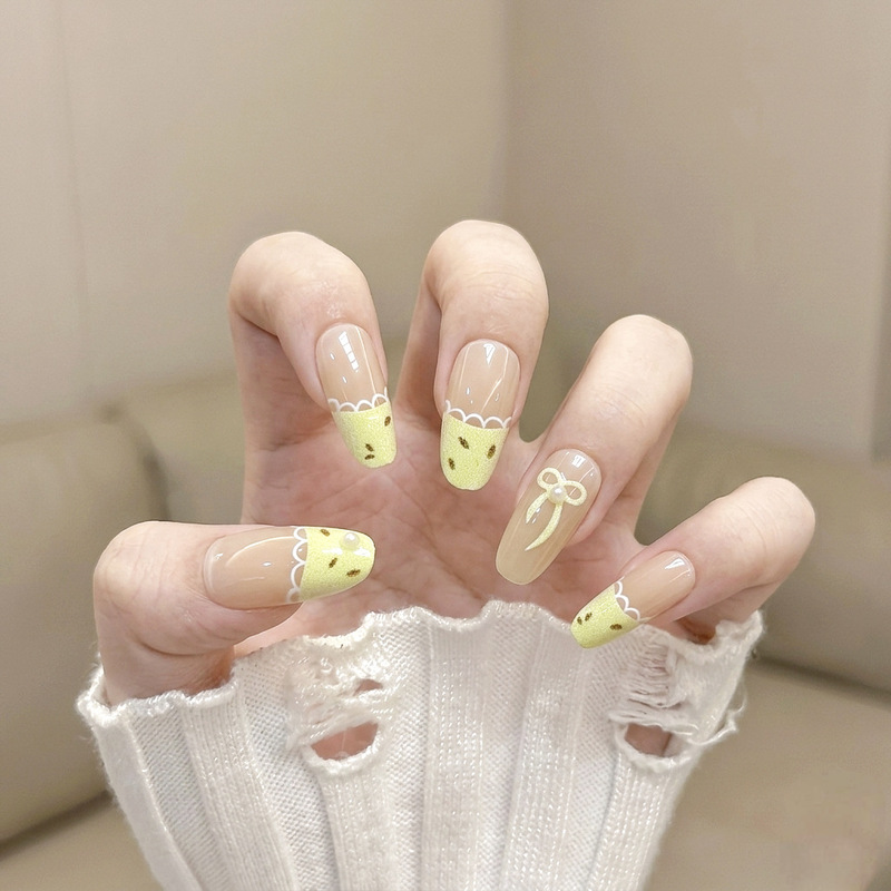 Autumn and Winter New Nail Art Lace Bowknot White-Enhancing Wearable Nails with Pearls Elegant Fake Nails Finished Nail Pieces Wholesale Autumn and Winter New Nail Art Lace Bowknot White-Enhancing Wearable Nails with Pearls Elegant Fake Nails Finished Nail Pieces Wholesale