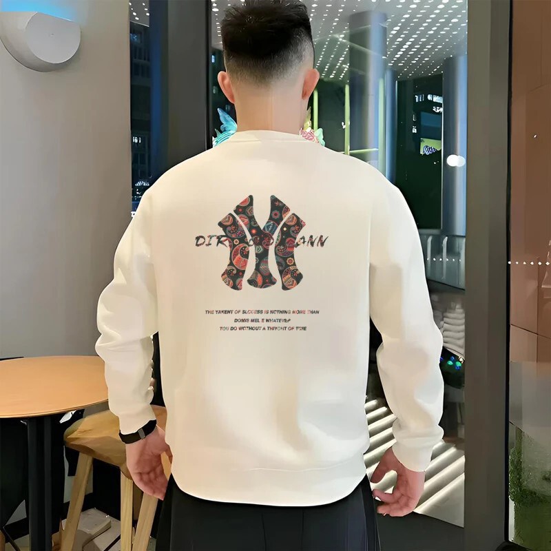 High-End Sweatshirt Men's Autumn and Winter 2025 New Fashion Brand Hooded Bottoming Shirt Men's Round Neck Long-Sleeved Print