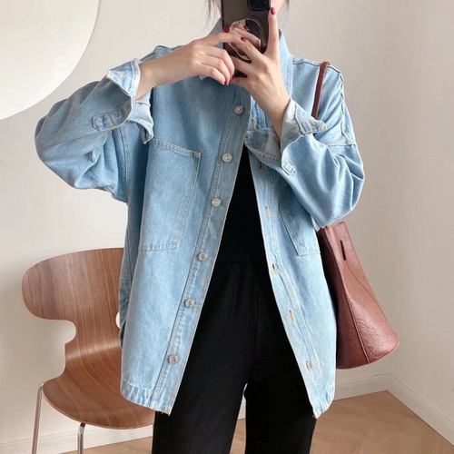 Autumn European and American Women's Urban Casual Washed Denim Jacket Outerwear w015 21