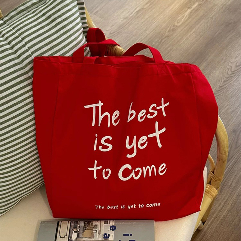Original Korean-Style Red Canvas Bag for Women, Ins-Style Lazy Style, Large Capacity Shoulder Bag, Versatile Student Commuter Tote Bag Original Korean-Style Red Canvas Bag for Women, Ins-Style Lazy Style, Large Capacity Shoulder Bag, Versatile Student Commuter Tote Bag