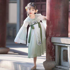 女童连衣裙儿童中式中国风汉服公主裙古典舞蹈演出表演服班服园服