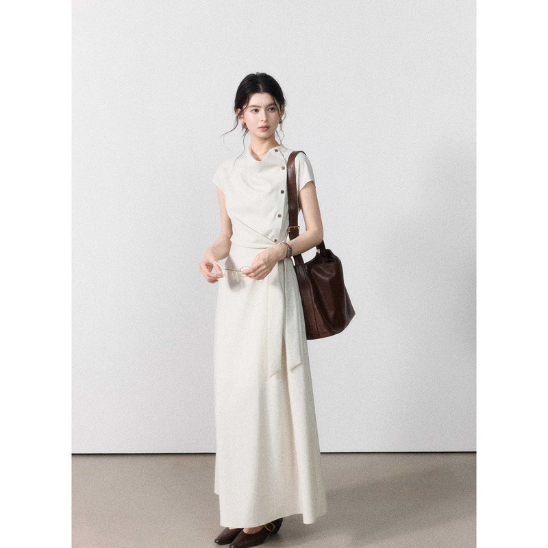 Eryang Design【Zhinian】High-End Commuting Intellectual Style Dress for Women with Diagonal Placket and Tie, Elegant Dress Eryang Design【Zhinian】High-End Commuting Intellectual Style Dress for Women with Diagonal Placket and Tie, Elegant Dress