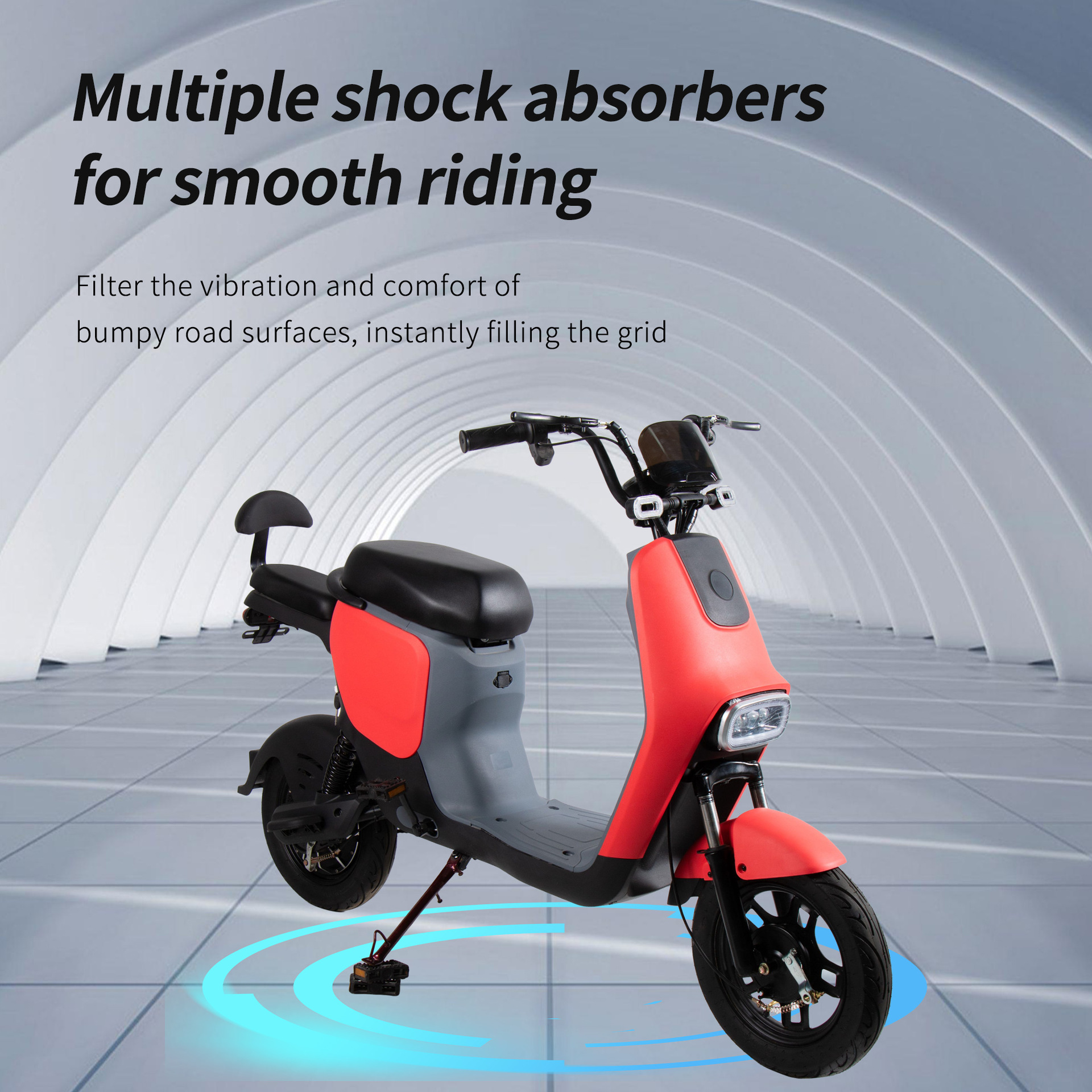 Bicicleta Eléctrica de Dos Asientos M12 de Acero al Carbono, Con Amortiguación, 3 Velocidades para Traslado Diario image 4
