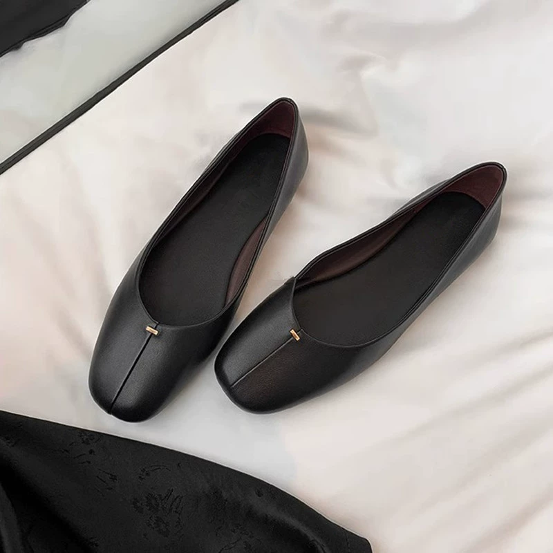 Супермягкие балетки во французском стиле, универсальные ретро-черные простые туфли-слипоны для женщин.