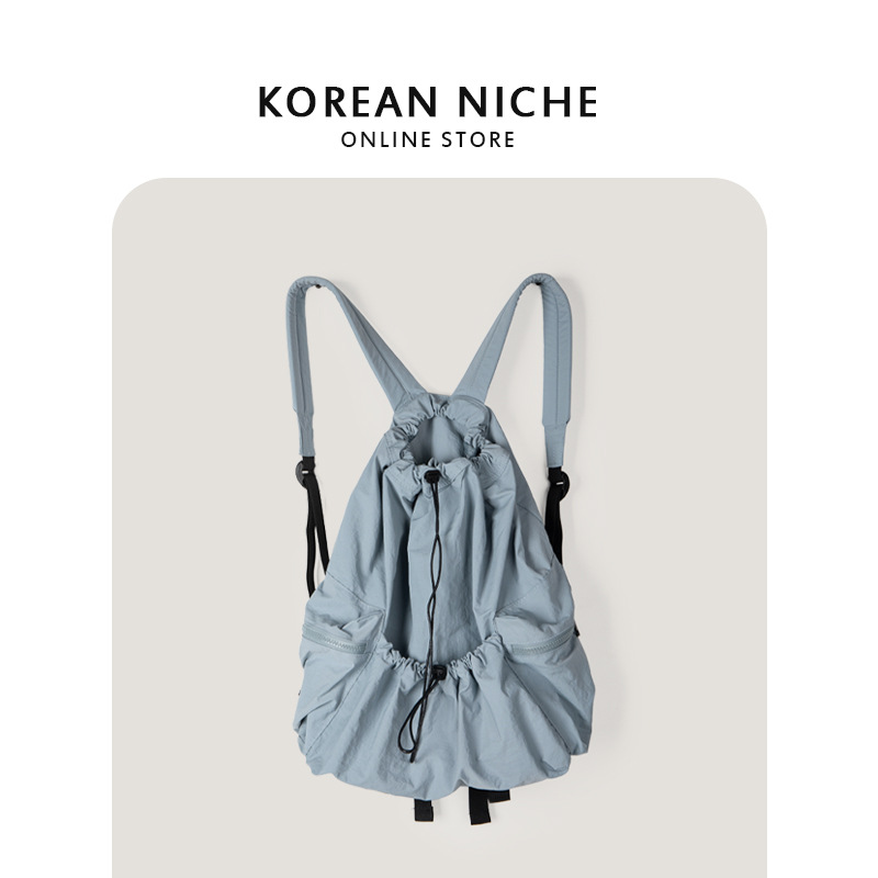 2024 New Japanese and Korean niche design forest nylon fabric drawstring women's lightweight class travel backpack_voghion.com