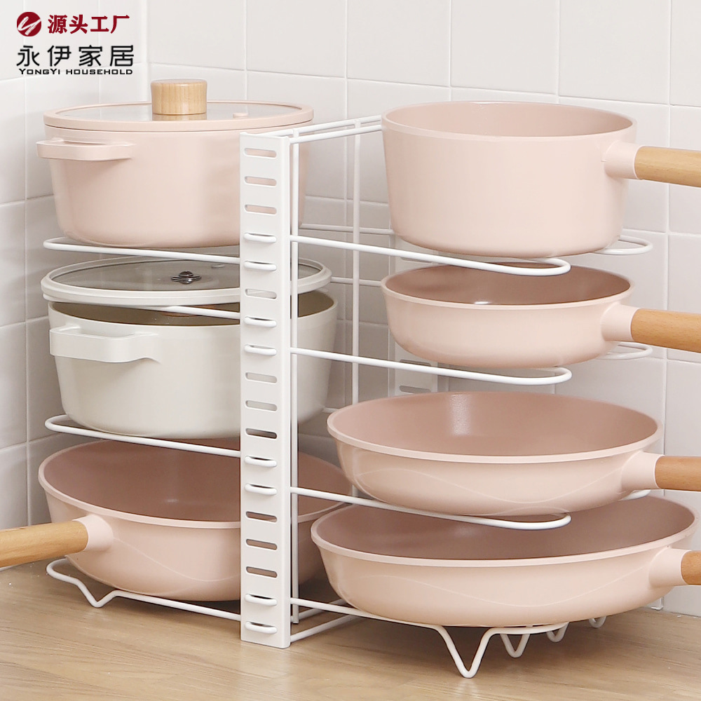 工厂货源4.5mm锅架白色厨房收纳易拆装立式铁线锅架多功能收纳