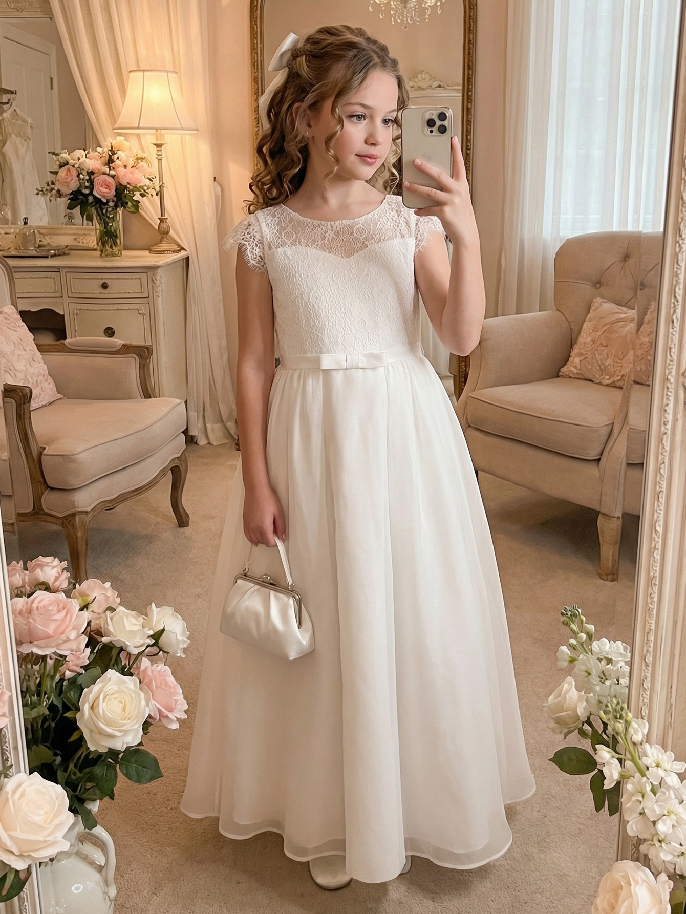 children's solid color elegant evening dress