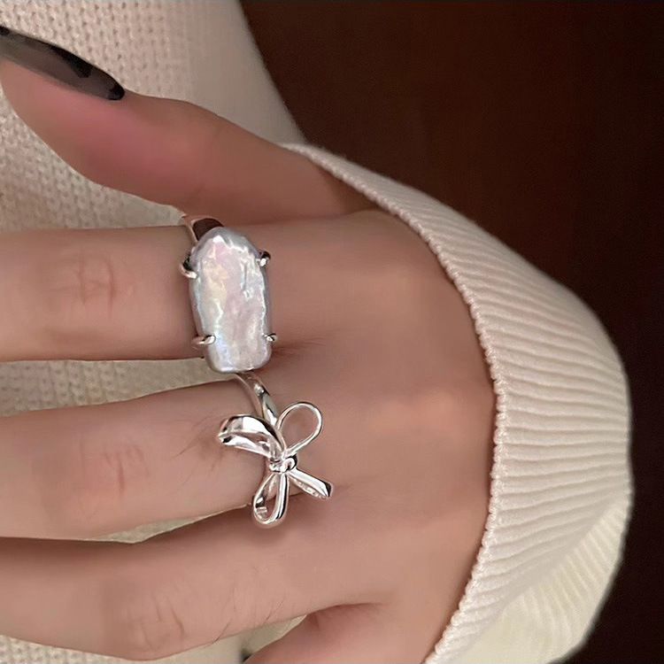 3g Weight 1 Piece 925 Sterling Silver Bow Knot Open Rings