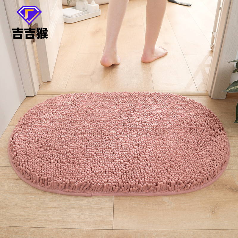Alfombra absorbente de baño de chenilla ovalada Alfombra de pie de puerta de baño Alfombra antideslizante de entrada de baño Alfombra de dormitorio