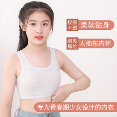 Pure cotton adolescent girls, high school students, junior high school vest-style development bra with breast pads, no rims underwear