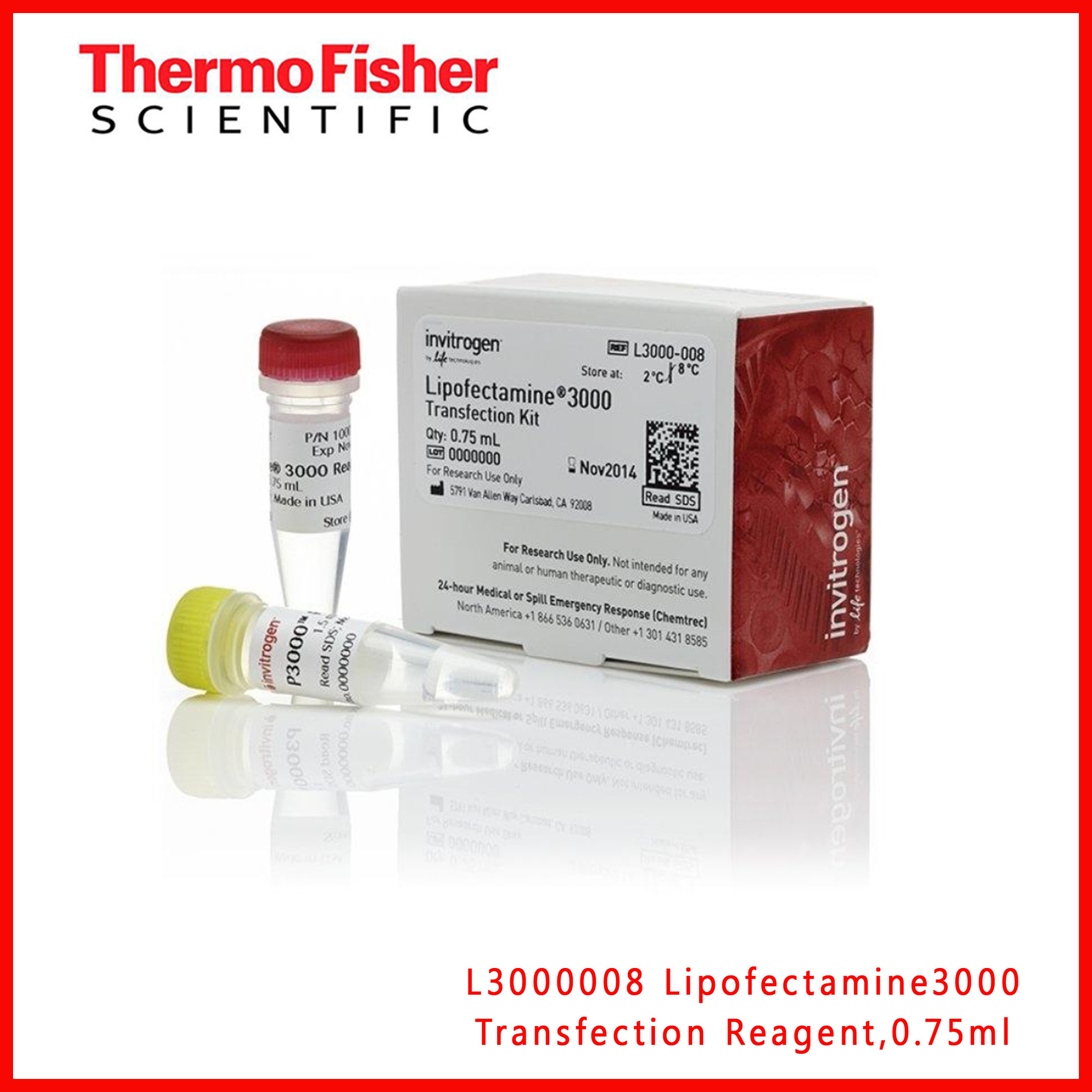 赛默飞InvitrogenL3000008Lipofectamine3000TransfectionReagent