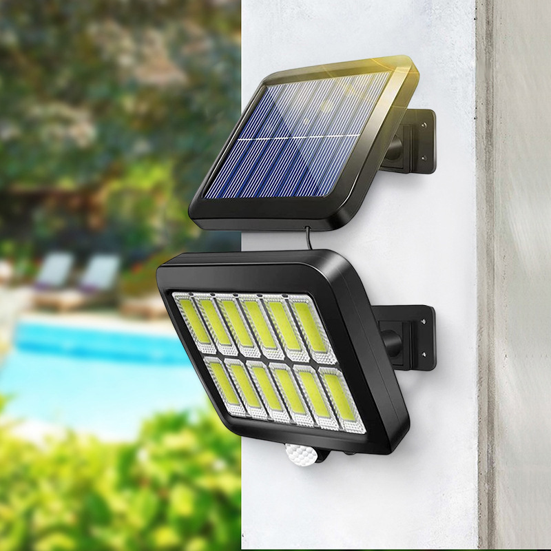 56led lámpara de pared de inducción impermeable tipo sp solar 100COB separado cuerpo humano sensor lámpara de jardín lámpara de garaje