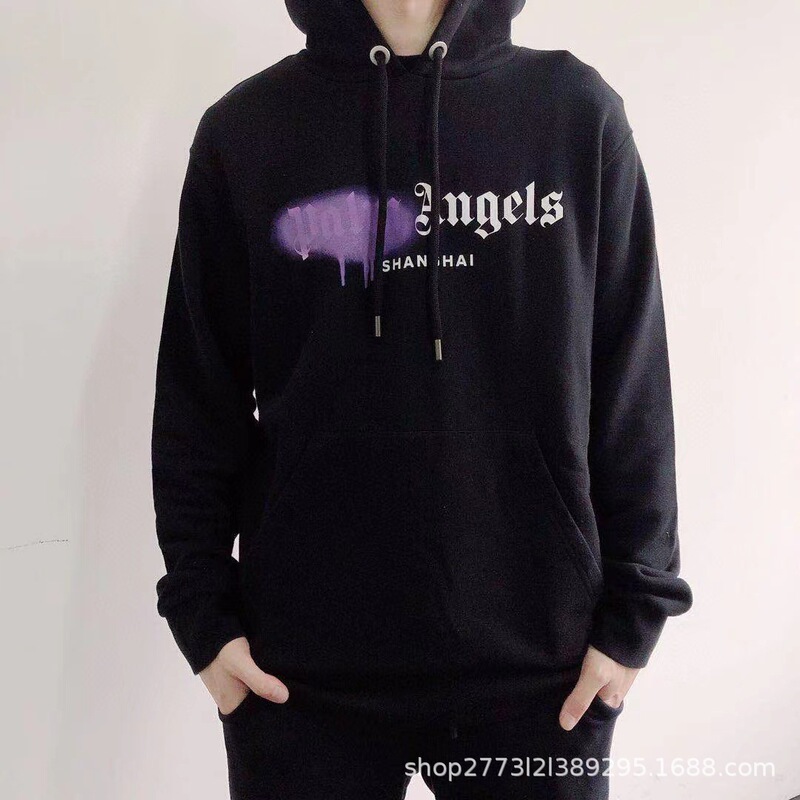 European and American Palm Angel Angels Spray Paint Graffiti Letter Sweatshirt Casual Hoodie Couple Outwear for Men and Women European and American Palm Angel Angels Spray Paint Graffiti Letter Sweatshirt Casual Hoodie Couple Outwear for Men and Women