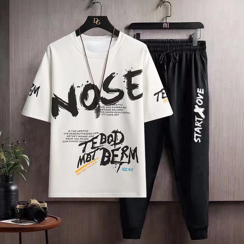 (2개) 캐주얼 세트 남성 여름 콜로테이션 핸섬 세트 남성 패션 반바지 반팔 여름 착용 남성용 루즈 스포츠웨어