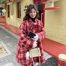 2025年冬季新款减龄百搭舒适又亲肤提升品质红格子呢大衣毛呢外套