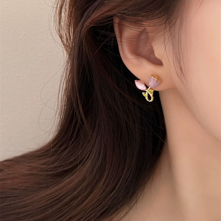 Sweet Design, Zircon Flower Earrings, Female No Earhole Mosquito Incense Plate, Painless Ear Clip, Versatile Girl Earrings