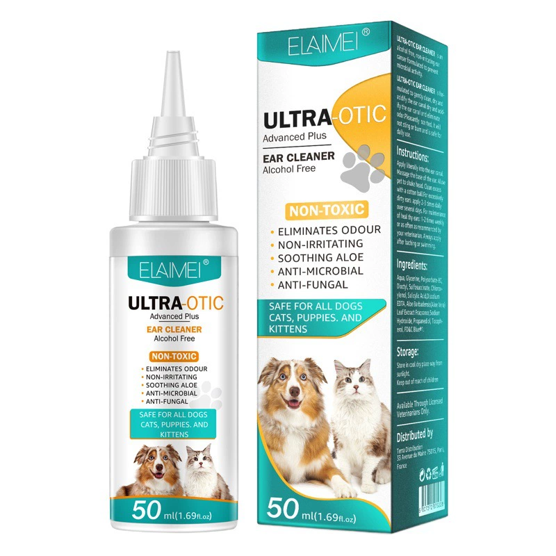 Средство для чистки ушей ELAIMEI для кошек и собак, жидкость для удаления ушной серы, 50 мл