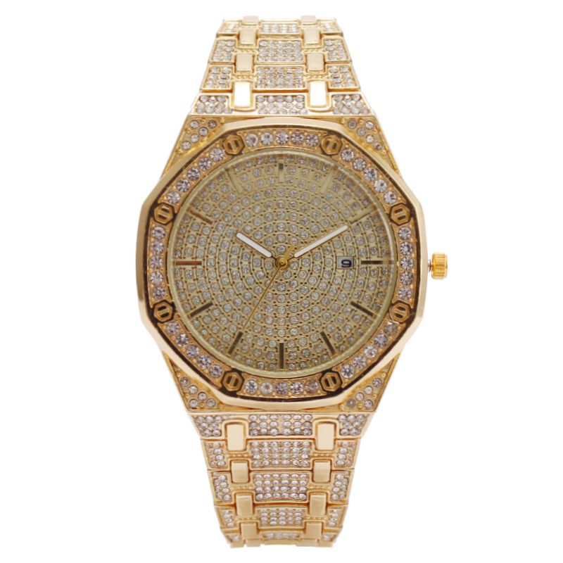 Foreign Trade Popular Fashion Octagonal Diamond Full Diamond Calendar Women's Watch Women's Watch Women's Watch Manufacturer Spot Wholesale