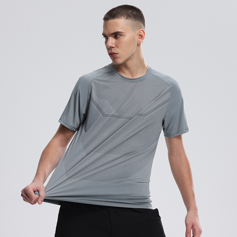 Comercio exterior transfronterizo de hombres al aire libre impresión digital camiseta ligera transpirable hombre cuello redondo secado rápido mangas cortas