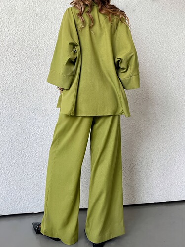 2026 Spring and Summer Shirt Set Women's Summer Women's New Large Size Loose European and American Pants Two-piece Set