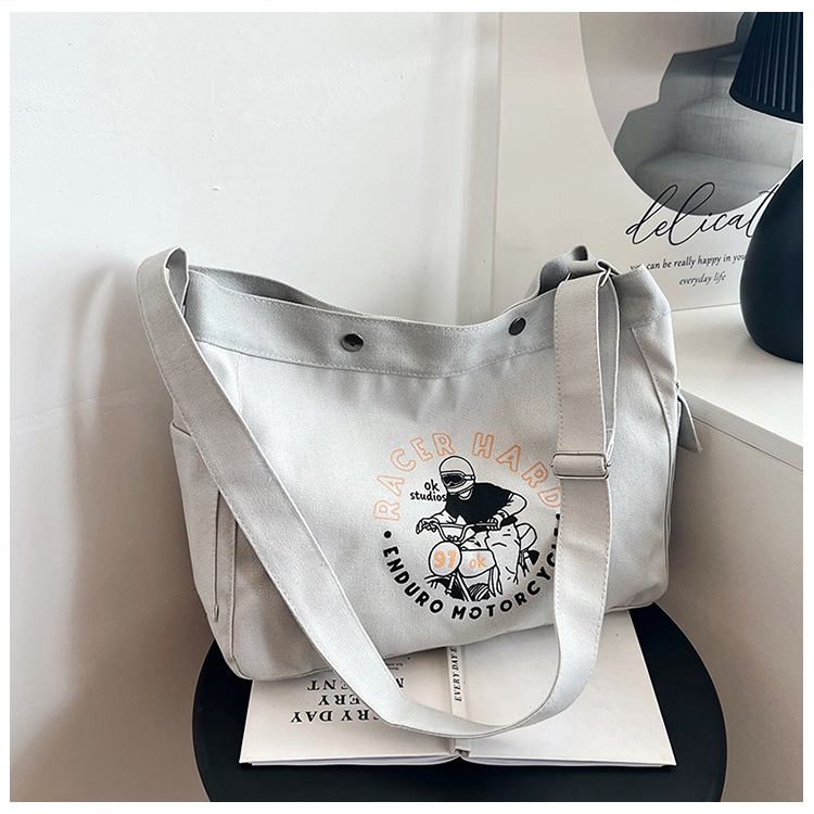 Wholesale large-capacity casual commuting women's single-shoulder bags, Korean-style trendy and fashionable handbags, LOGO printed canvas bags undefined