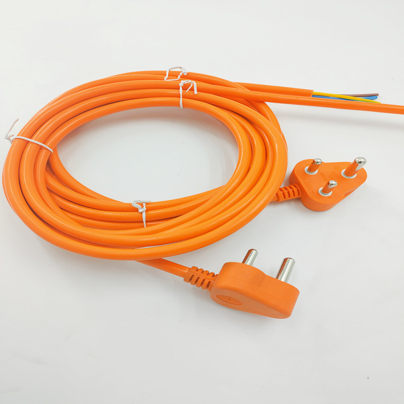 厂家直销供应橙色南非插头三芯电源线插头/南非插头电源线