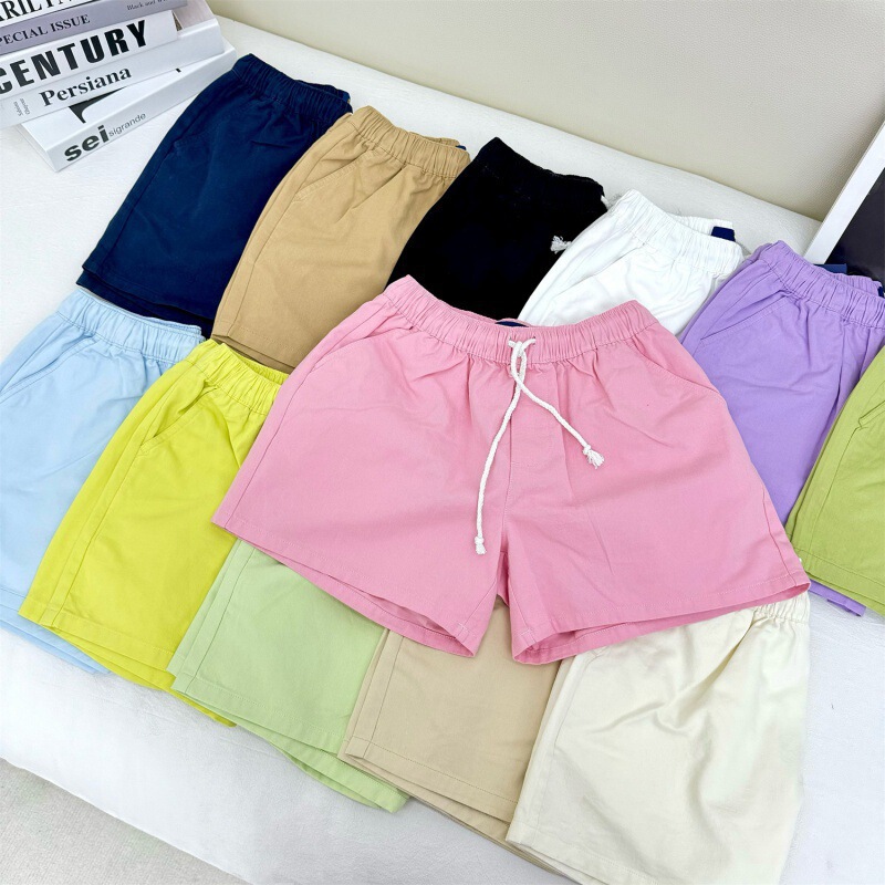 Rl Ralph Lauren Logo Embroidery Casual Twill Cotton Drawstring Shorts Summer Women's Hot Pants