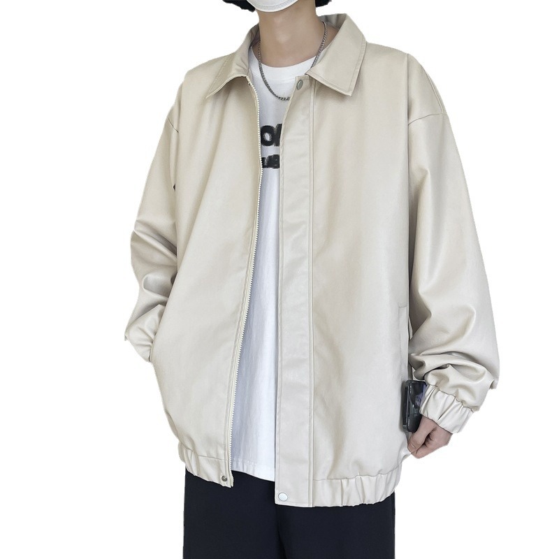 (Wholesale), polyurethane long-sleeve, base jacket, Amazon, retro Hong Kong 80s–90s style, loose fit 5