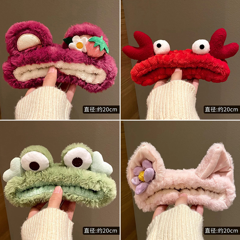 Pelusa lavado facial banda de pelo máscara de cuidado de la piel banda de pelo lindas tarjetas de dibujos animados 2025 nuevo antideslizante banda de cabeza craneal alta