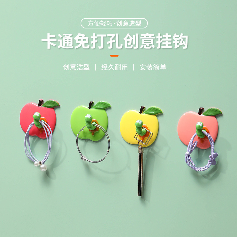 Nuevos ganchos de oruga transfronterizos lindos ganchos de animales de dibujos animados tridimensionales sin perforación y sin dejar ganchos de ropa de pegamento