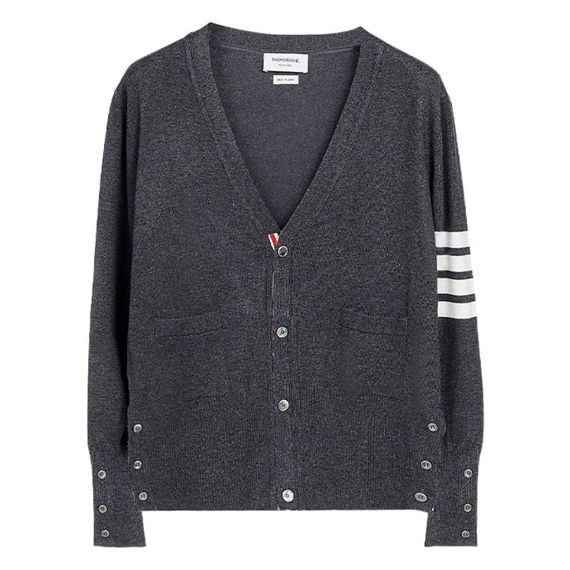 2026 New Tb Cardigan Sweater with Four Stripes, Korean Style Slim-Fit Wool Coat, Unisex Base Knit Sweater