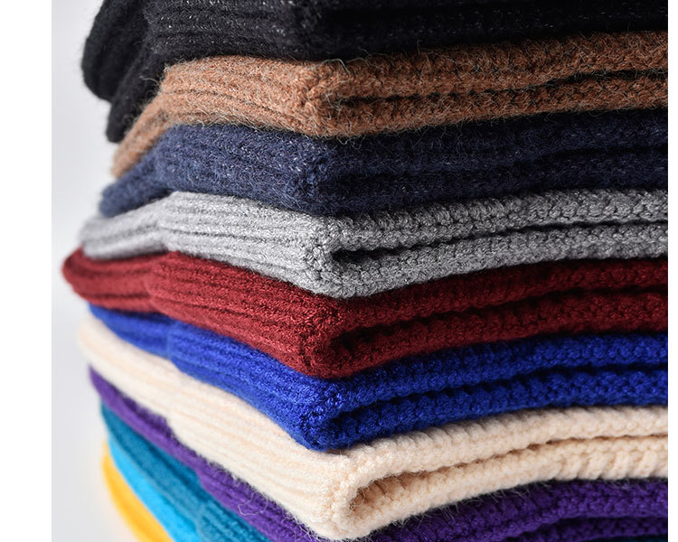 Bonnets d'oreilles thermiques épais tricotés pour l'hiver, chapeaux d'extérieur résistants au froid pour hommes et femmes, chapeaux en laine de couleur unie et couvre-chefs._voghion.com